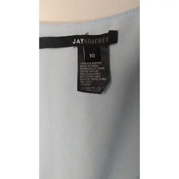 Jay Godfrey Swiss Dot Bell Sleeve Wrap Dress Blue Romantic Designer - Picture 5 of 5